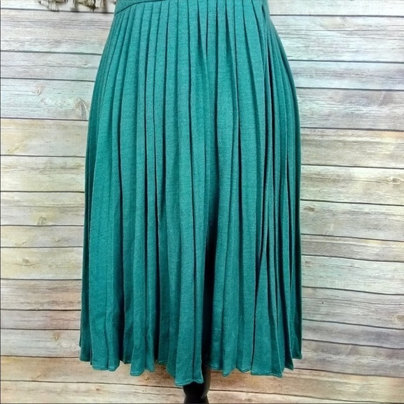 Revolve | Tibi Forest Green Wool Pleated Skirt Sleeveless Jersey Midi Dress - Picture 4 of 8